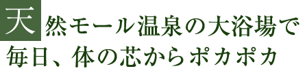 天然モール温泉の大浴場で毎日、体の芯からポカポカ